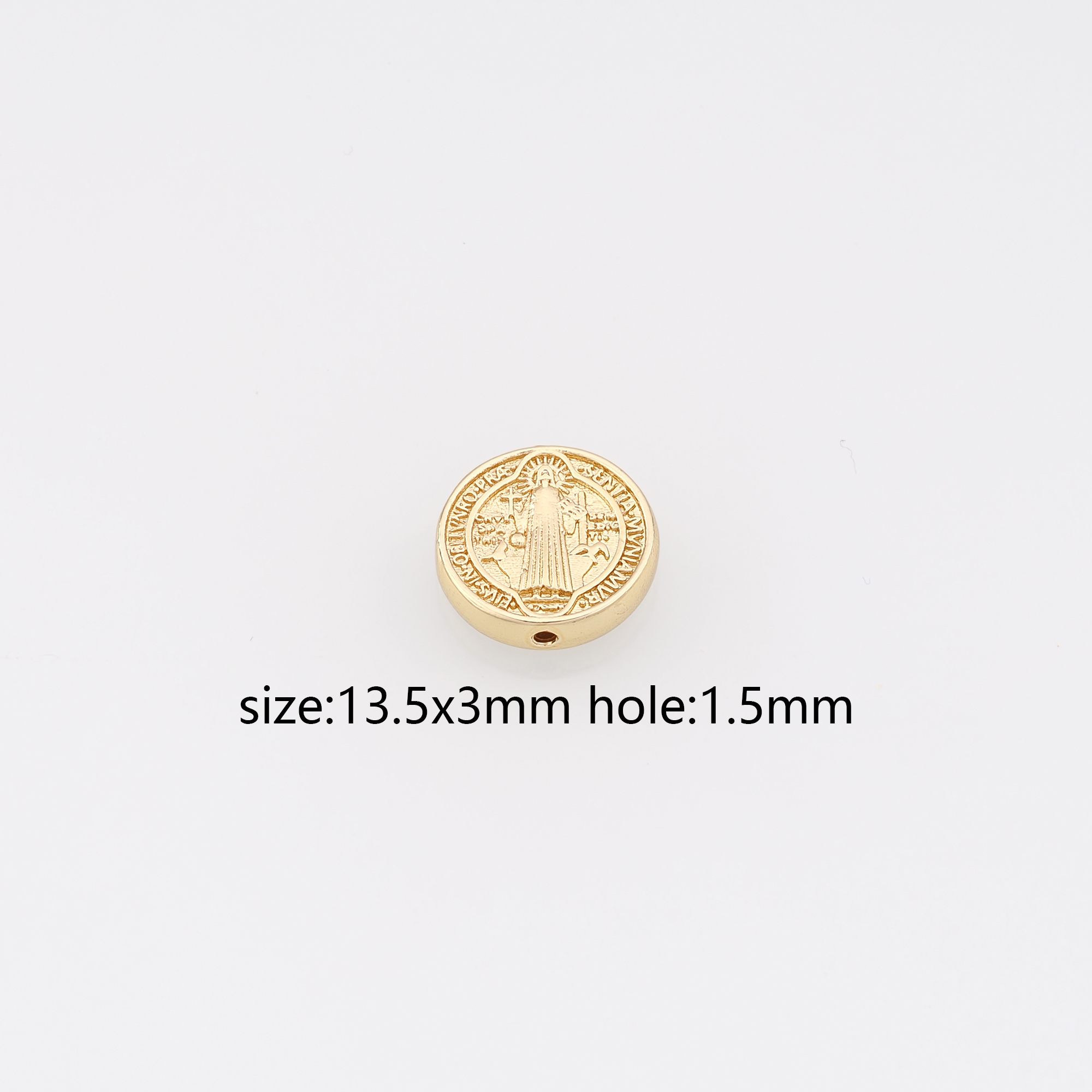 18K Gold Filled Benedict Spacer Beads,Religious Charm,Benedict Bead for Bracelet Jewelry Necklace Making Supply