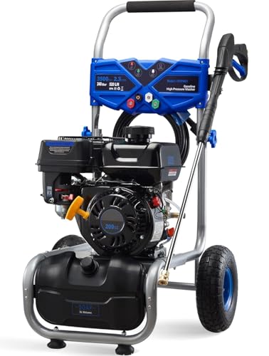 3500PSI Gas Pressure Washer, 2.3GPM Gas Powered High Pressure Washer with 209CC Engine, 4 Adjustable Nozzles, 25 ft High Pressure Hose for Cleaning Walls, Terraces, Vehicles, Gardens (Orange)
