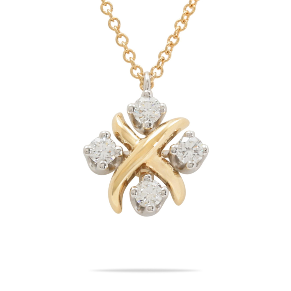 Tiffany & Co. Schlumberger Rin Necklace Platinum & 18K Yellow Gold Diamond 60022674