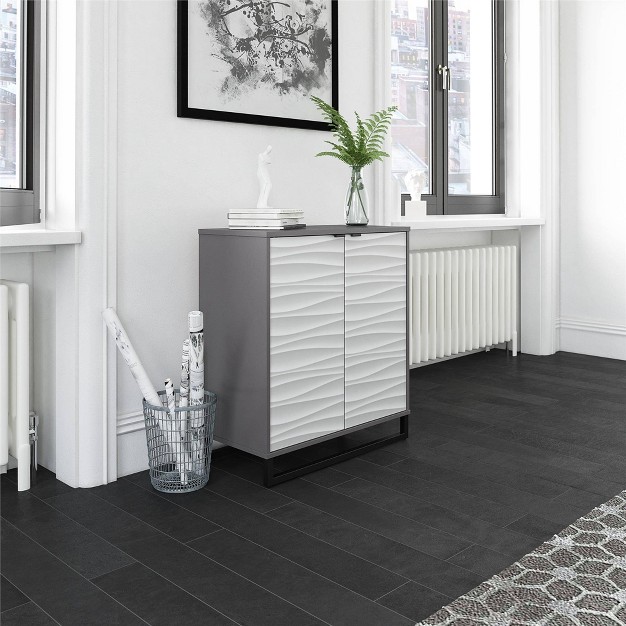 Maddock 2 Door Accent Cabinet With Faux Wave Pattern Graphite Room amp Joy