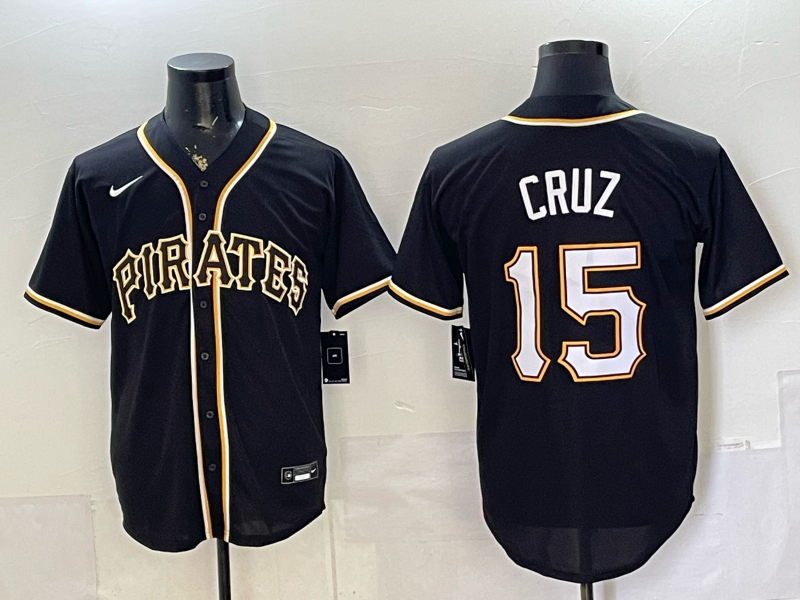 Men's Pittsburgh Pirates Oneil Cruz #15 Fashion Replica Black Out Jersey