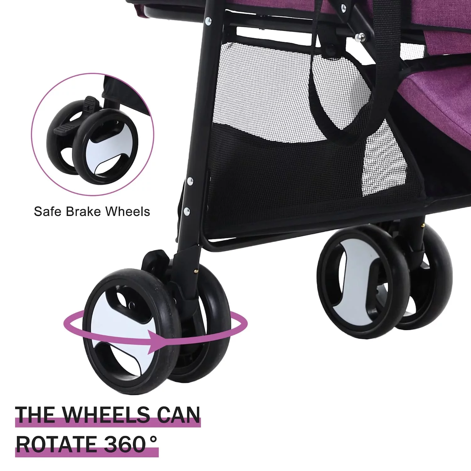YRLLENSDAN 4 Wheels Pet Strollers for Small Dogs Jogging Stroller, Lightweight Foldable Dog Stroller for Medium Large Dogs 3-in-1 Multifunction Cat Stroller w/Detachable Carrier & Storage Basket