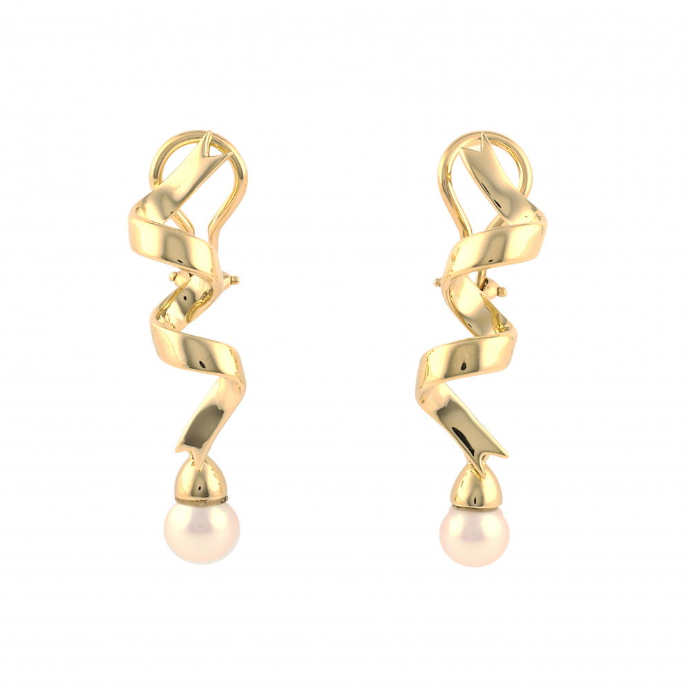 Tiffany & Co. Tiffany K18YG Yellow Gold Earrings Mother of Pearl