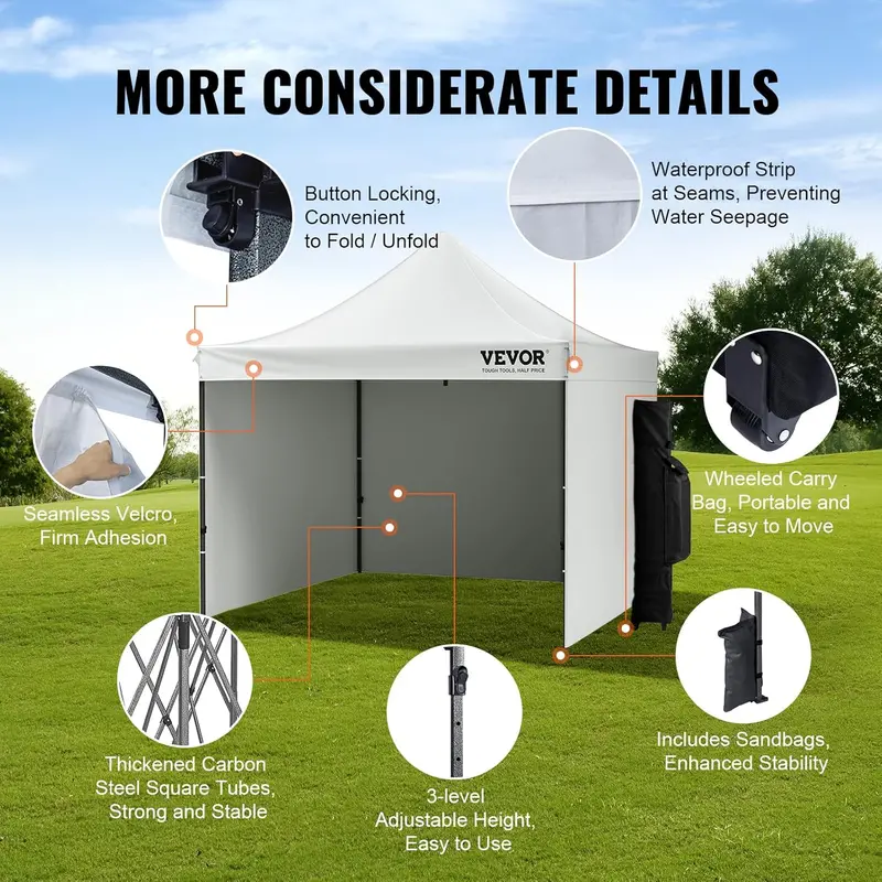 Pop-Up Canopy Tent with Removable Sidewalls – UV-Resistant, Waterproof Instant Gazebo with Wheeled Carry Bag