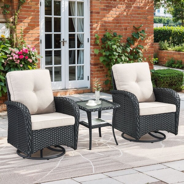Pocassy Patio Swivel Rocker Chairs with Side Table