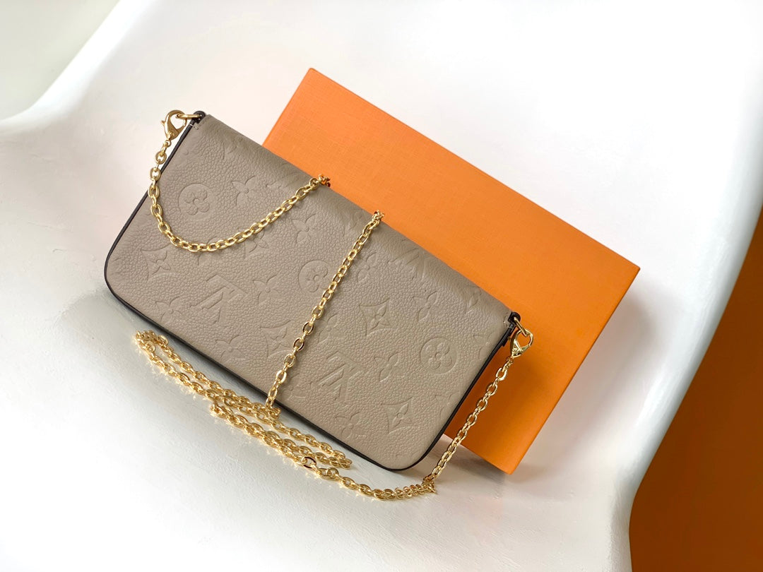 Louis Vuitton Felicie Pochette Bag Gray Tourterelle 21Cm