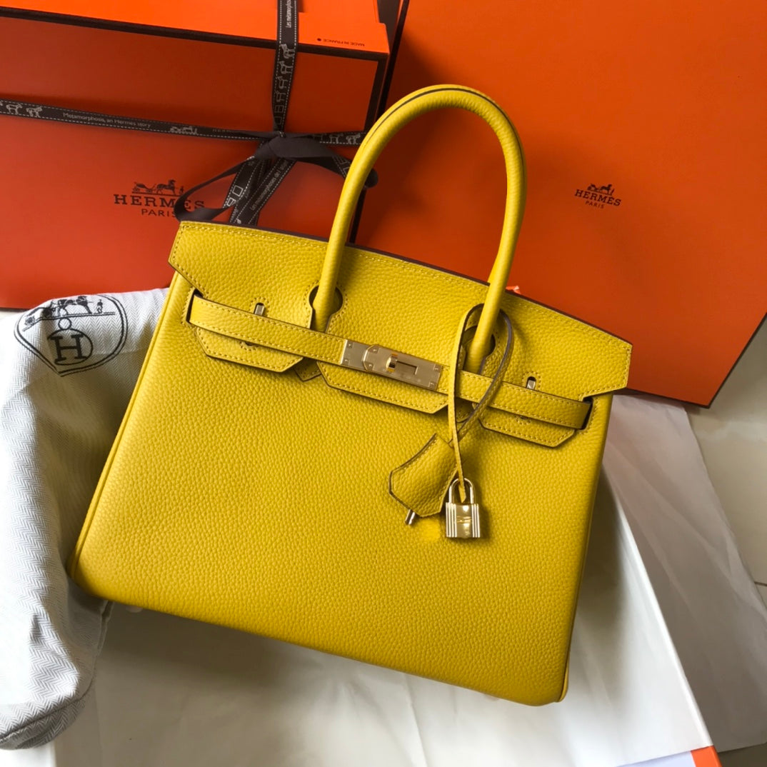 Hermes Birkin Amber Yellow Togo Leather Gold Hardware