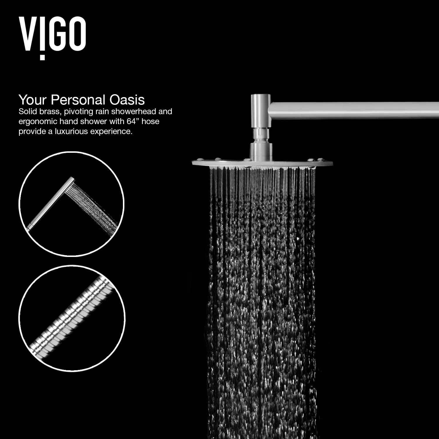 VIGO Dilana 67 in. H x 6 in. W 6-Jet Shower Panel System with Adjustable Round Head and Hand Shower Wand in Stainless Steel