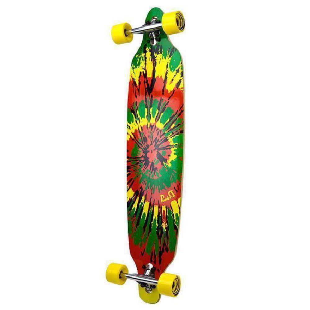 Yocaher Punked Drop Through Tiedye Rasta Longboard Complete