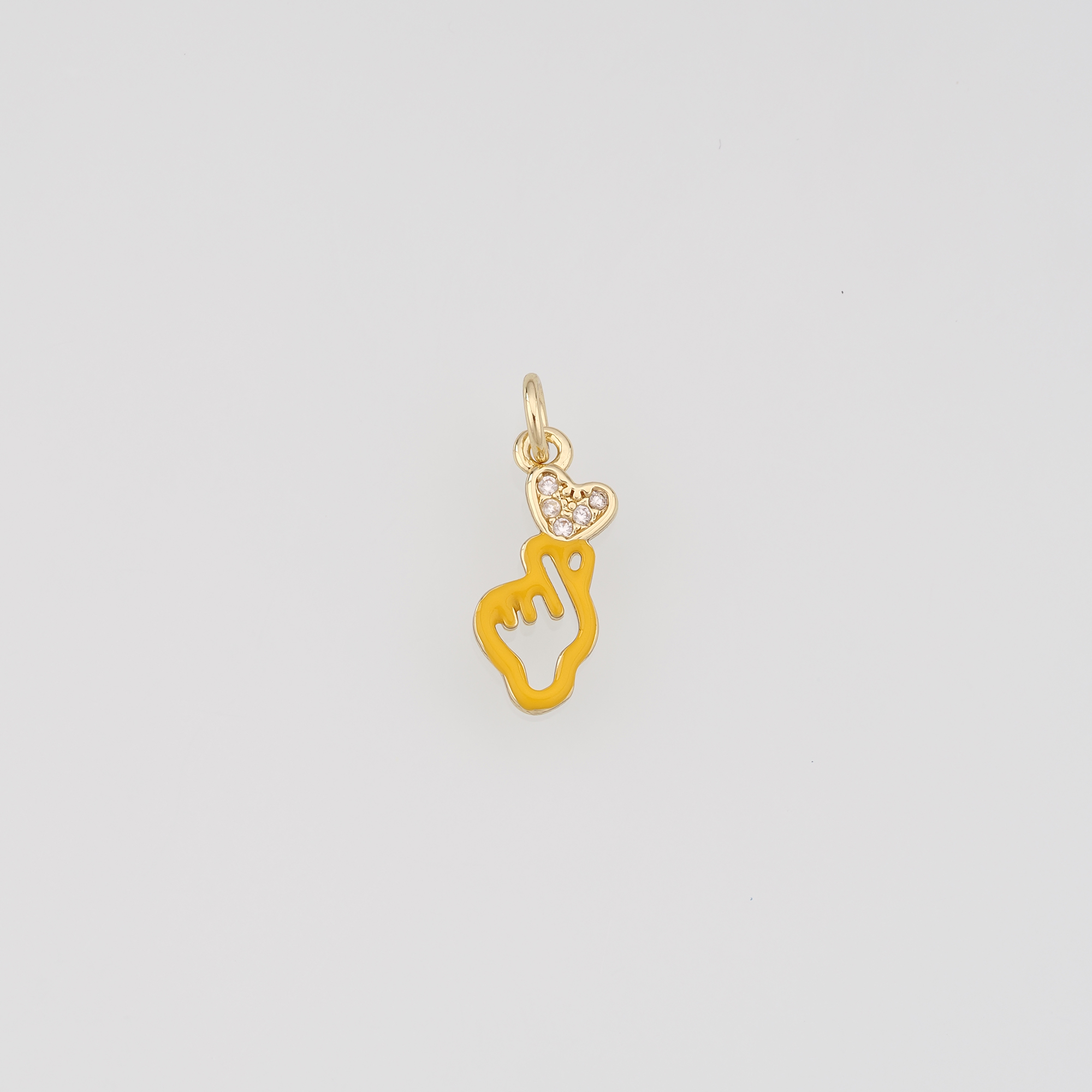 18K Gold Filled Heart Hand Pendant,Enamel Gesture Charm Earrings Necklace for DIY Jewelry Making Supply
