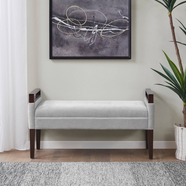 Sloane Upholstered Accent Bench Light Gray Martha Stewart