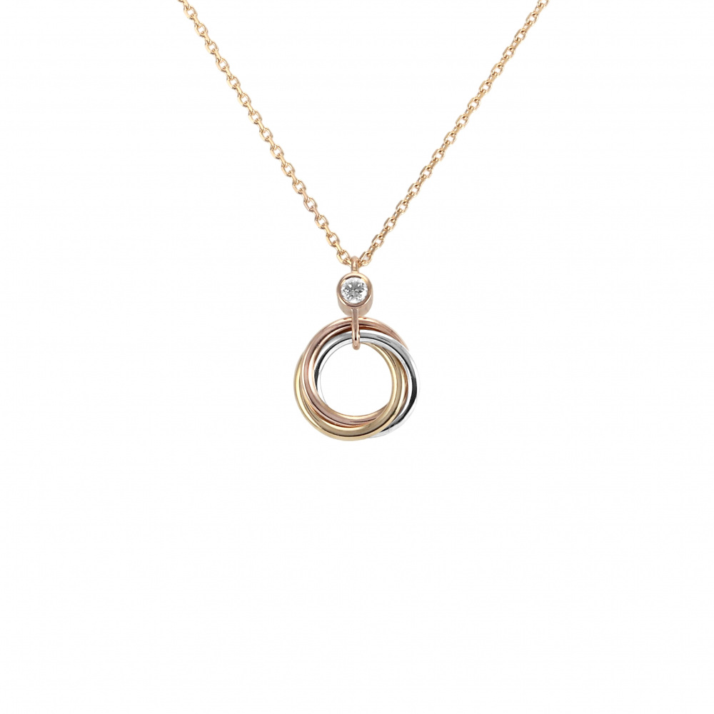 Cartier Trinity Necklace Tri-Gold Diamond B7223500