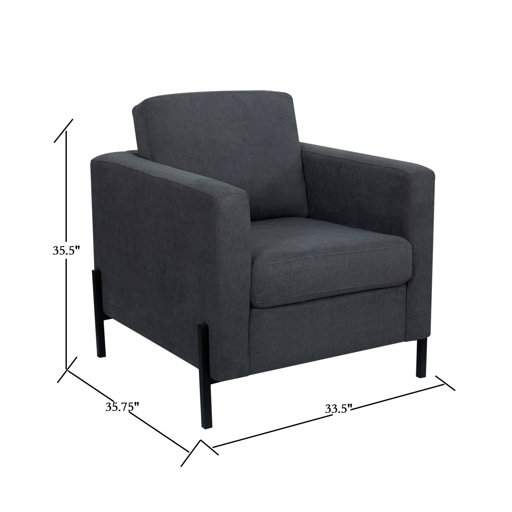 Rupert Armchair with Black Metal Leg - Creamy White