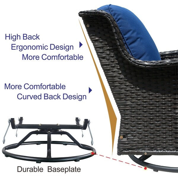 OVIOS 6piece Rattan Wicker Patio Furniture Set Swivel Gliding Chair Set