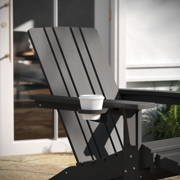 AllWeather Adirondack Chair with Pullout Ottoman and Cupholder