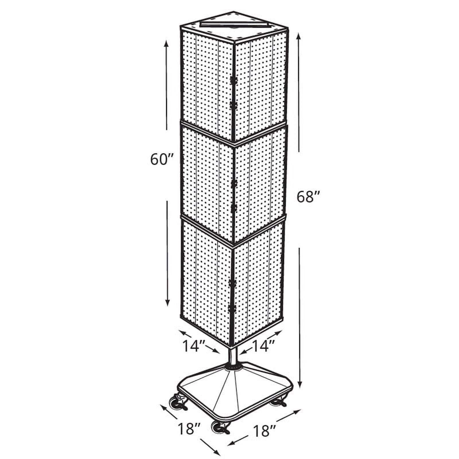 Azar Displays 701465-PNK Pink Four-Sided Pegboard Tower Floor Display on Revolving Wheeled Base. Spinner Rack Stand. Panel Size: 14
