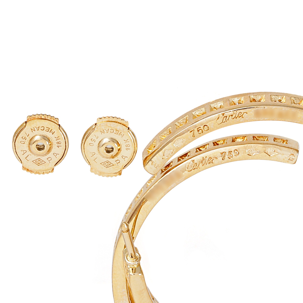 Cartier Classic Hoop K18 Yellow Gold Earrings Diamond