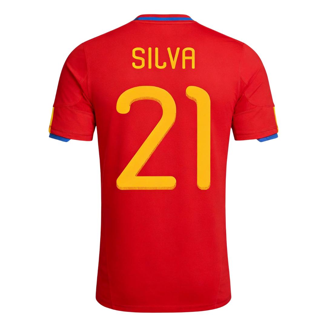 Retro Jersey SILVA #21 Spain Home World Cup 2010