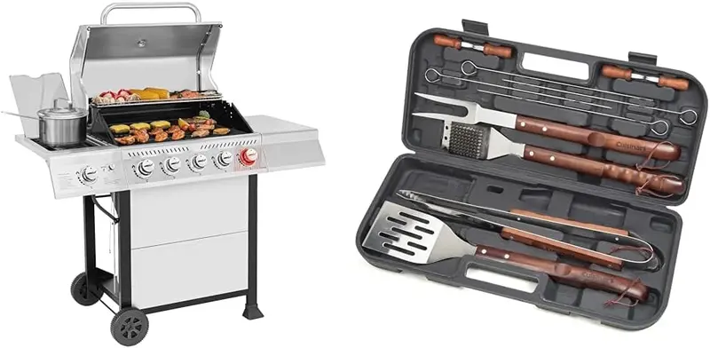 Royal Gourmet GA5401T 5-Burner Propane Gas Grill – Stainless Steel BBQ with Sear Burner, Side Burner & 632 Sq. In. Cooking Space
