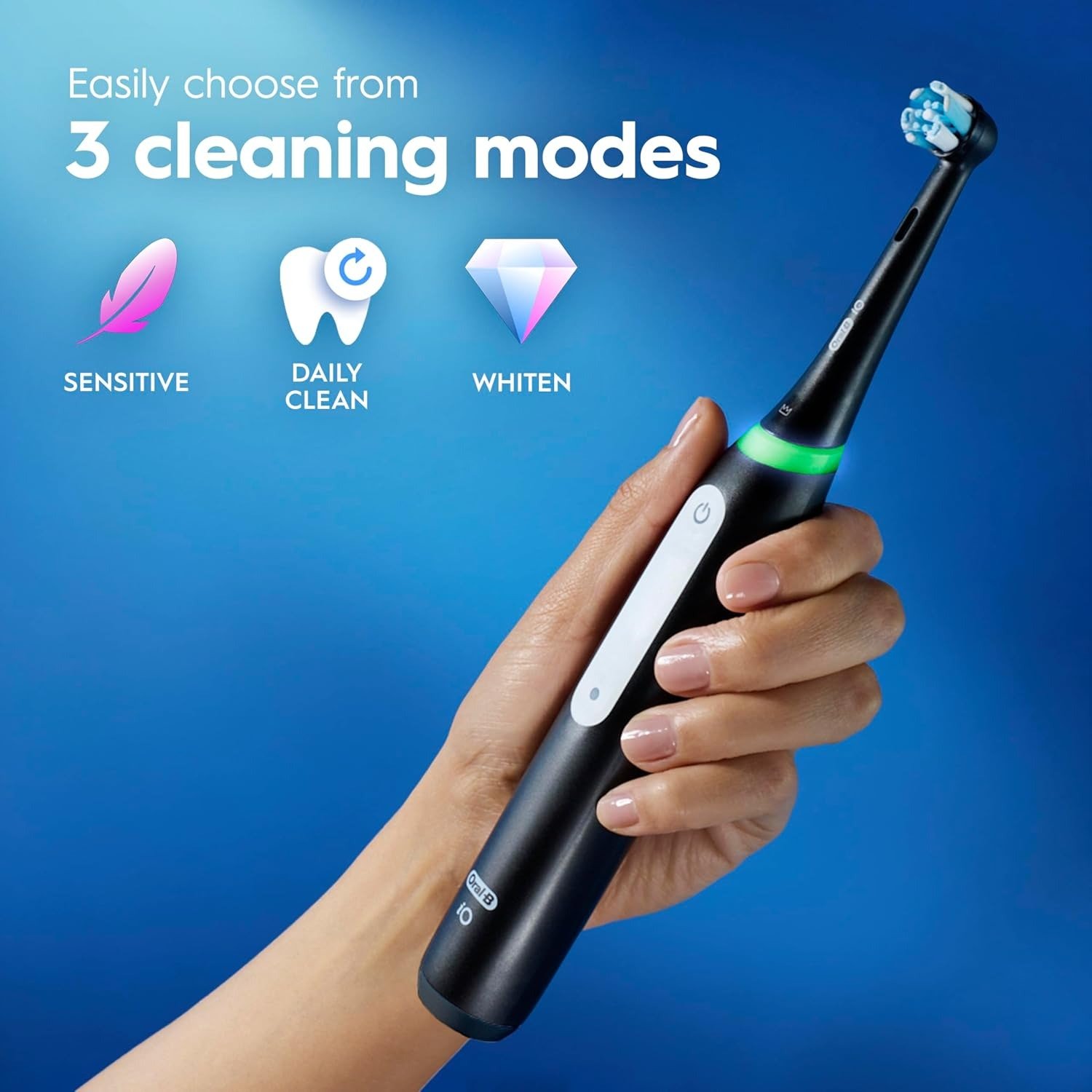 Rechargeable Electric Toothbrush, Deep Clean, 3 Cleaning Modes, Visual Pressure Sensor to Protect Gums, 2 Brush Heads, Travel Case, Black