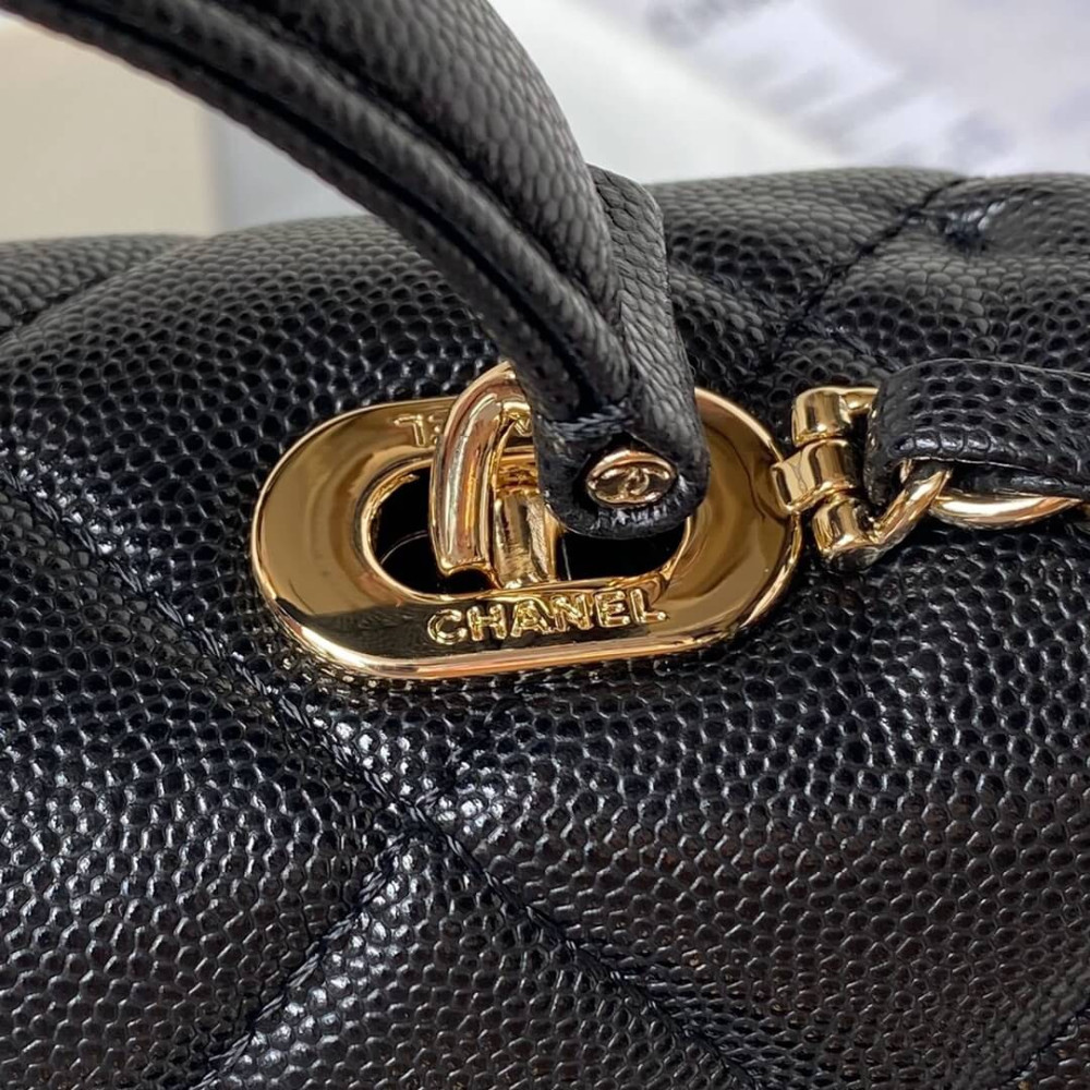 Chanel Small Flap Kelly Bag With Top Handle in Grained Calfskin