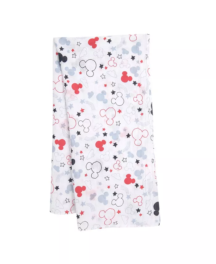 Lambs and Ivy Disney Baby Mickey Mouse Muslin Swaddle Blanket and Plush Gift Set