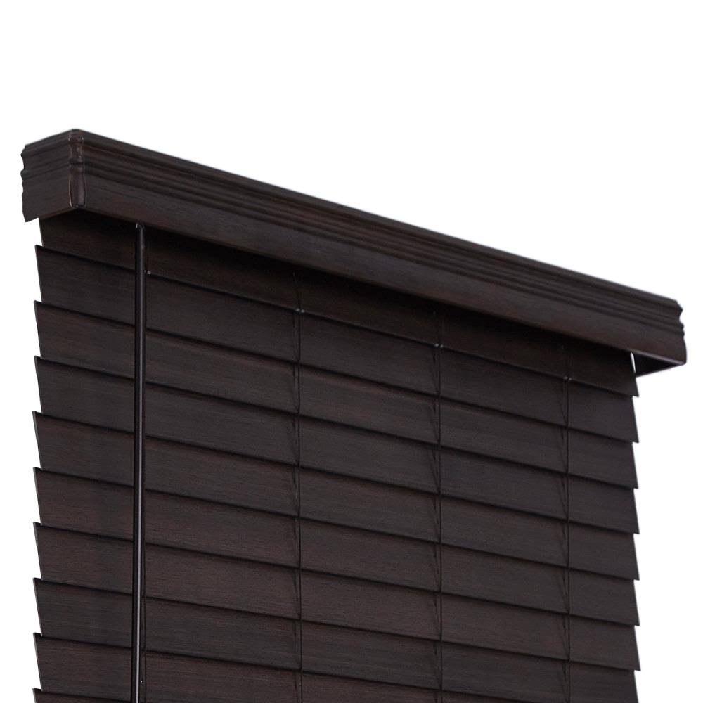 Allen + Roth 2.5-in Slat Width 47.25-in x 72-in Cordless Walnut Faux Wood Room Darkening Horizontal Blinds in Brown | DFHSD4872-