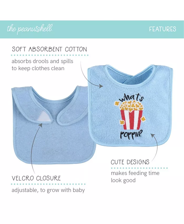 The Peanutshell Baby Boy Terry Bibs, 16 Pack for Feeding, Teething, or Drooling, Funny Sayings Neutral
