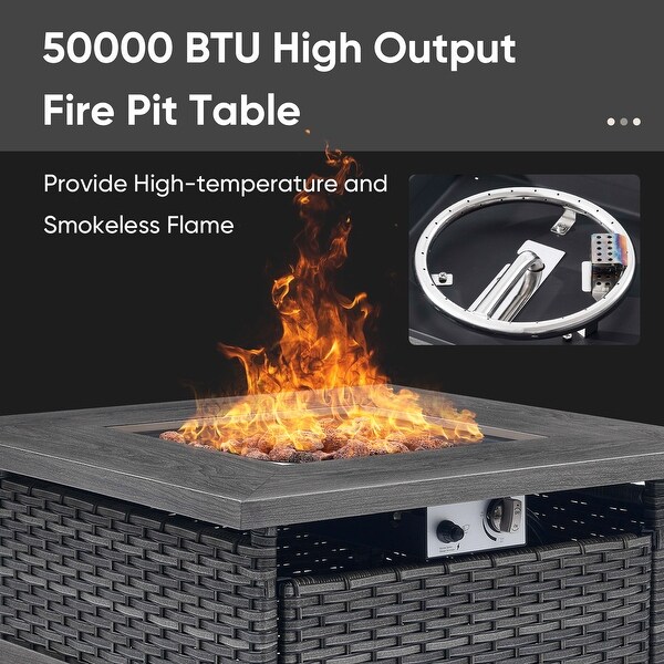 Patio Sofa Chair Set with Propane Fire Pit Table