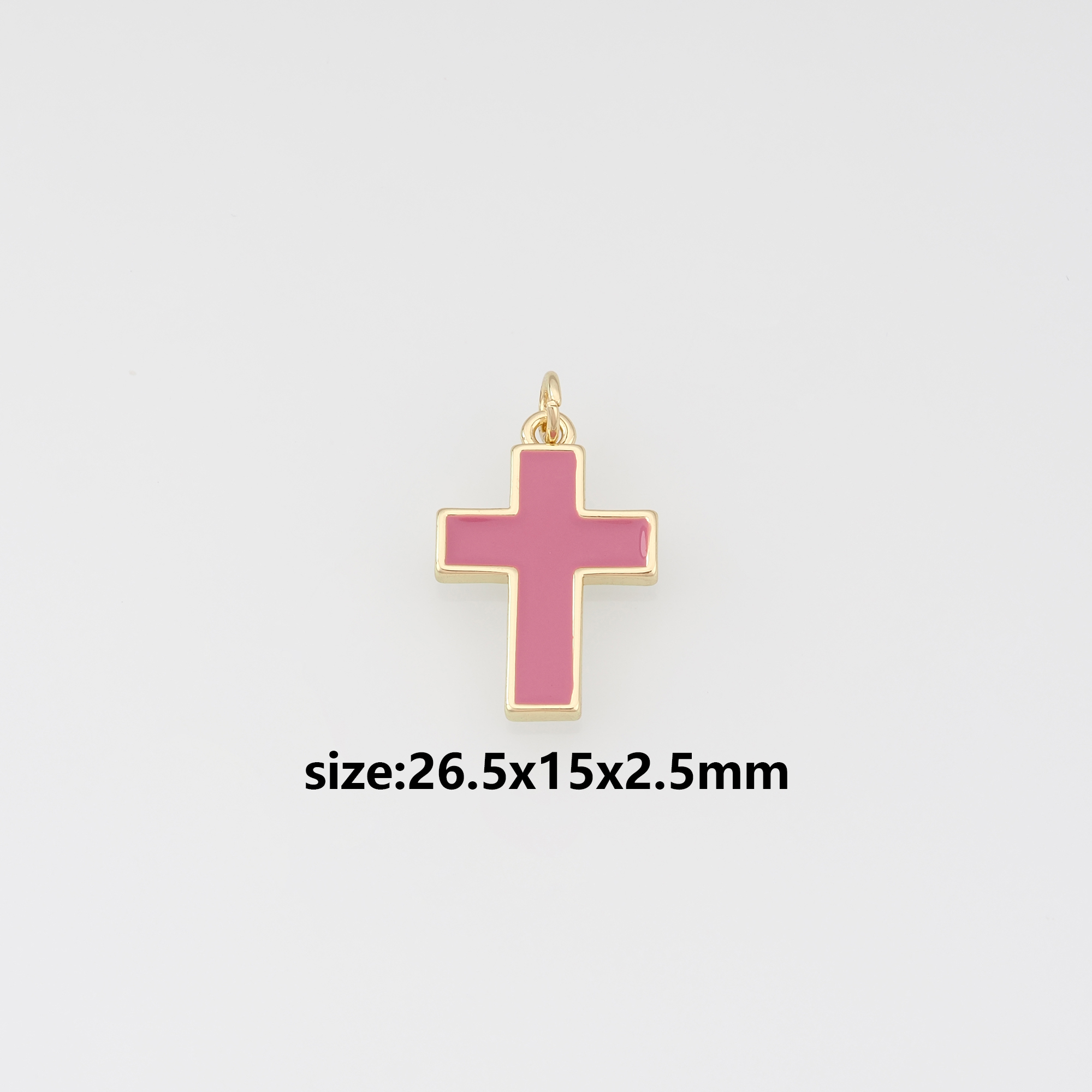 18K Gold Filled Cross Pendant,Enamel Religious Charm Earrings Necklace for DIY Jewelry Making Supply