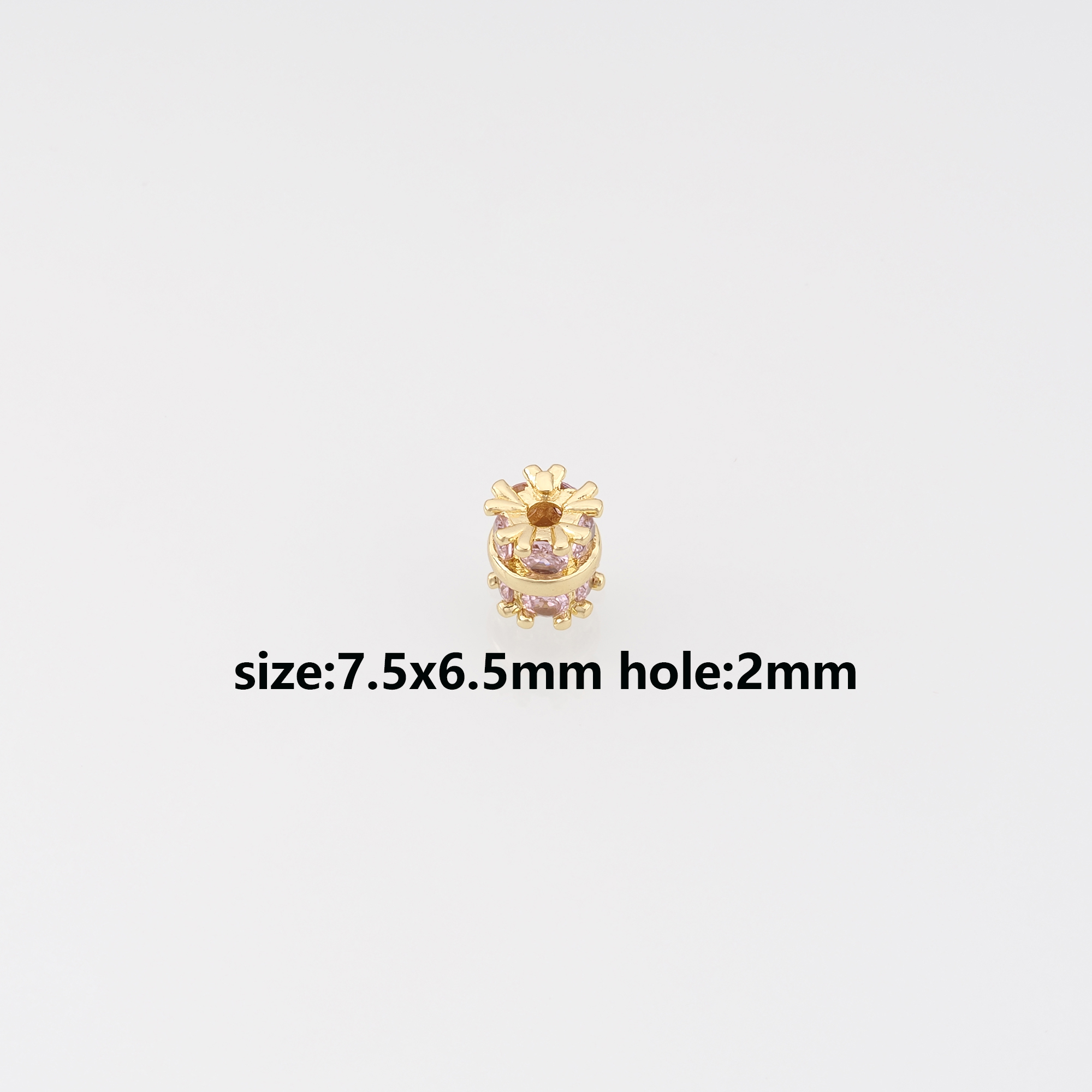 18K Gold Filled Flower Spacer Beads,CZ Micro Pave Barrel Beads for Bracelet Jewelry Necklace Making Supply