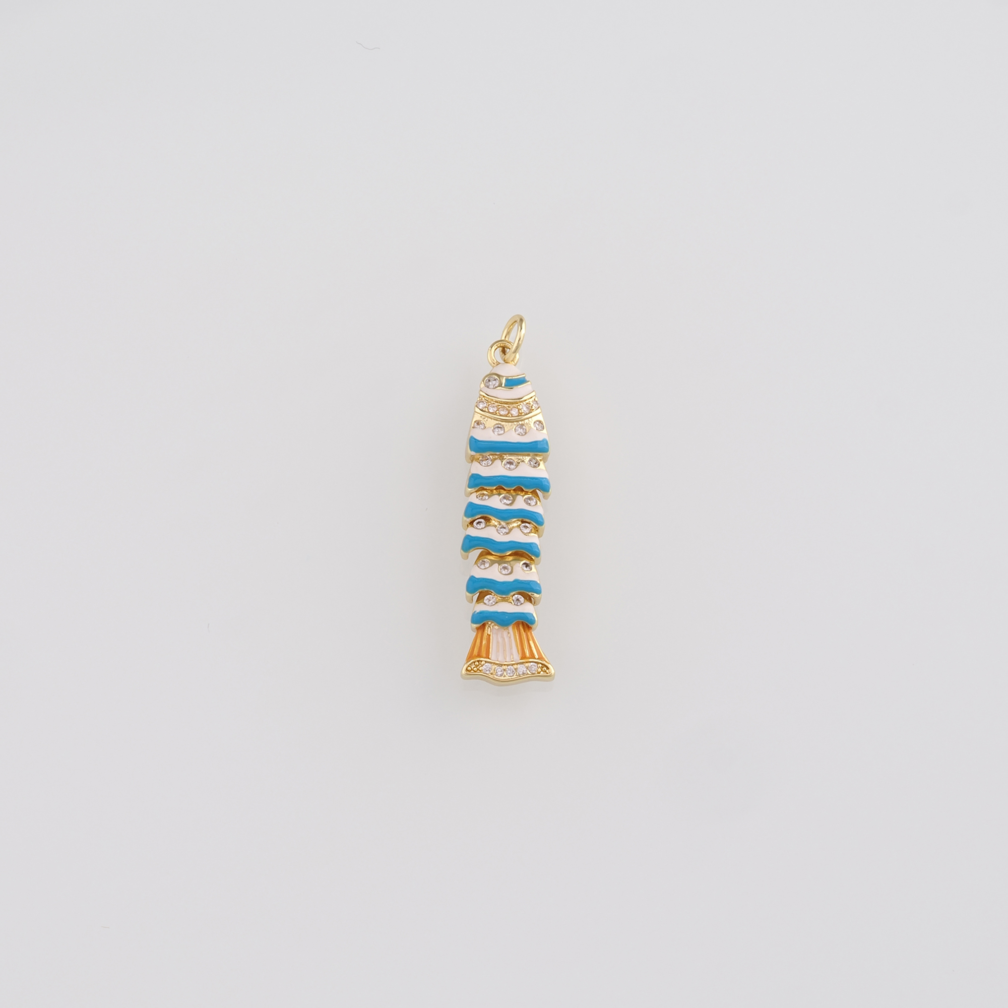 18K Gold Filled Fish Pendant,Enamel Fish Charm Earrings Necklace for DIY Jewelry Making Supply