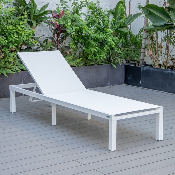 Aluminum Beach Pool Sun Lounge Chair Sling Mesh Fabric Reclining Stackable Lounger Chair