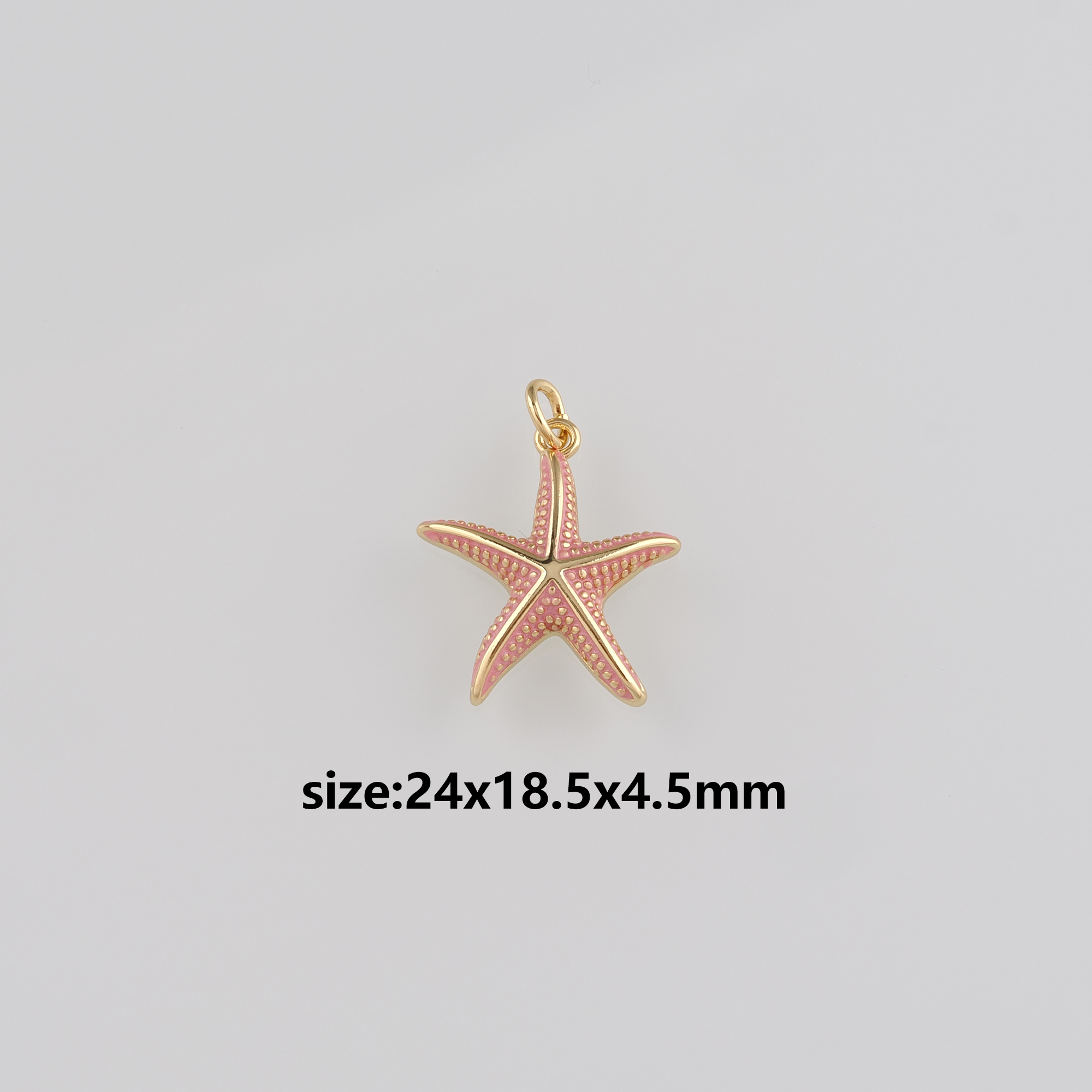 18K Gold Filled Starfish Pendant,Enamel Starfish Charm Earrings Necklace for DIY Jewelry Making Supply