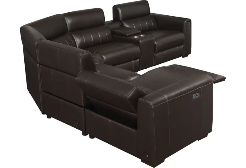 Power Reclining Leather Sectional Sofa – 4-Seat with USB/Outlets