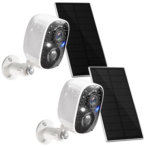 GMK Security Cameras Wireless Outdoor, 2K Color Night Vision AI Motion Detection 2-Way Talk Battery Powered WiFi Home Indoor Camera IP65 Weatherproof Spotlight Siren Alarm Cloud/SD Storage 2-Pack