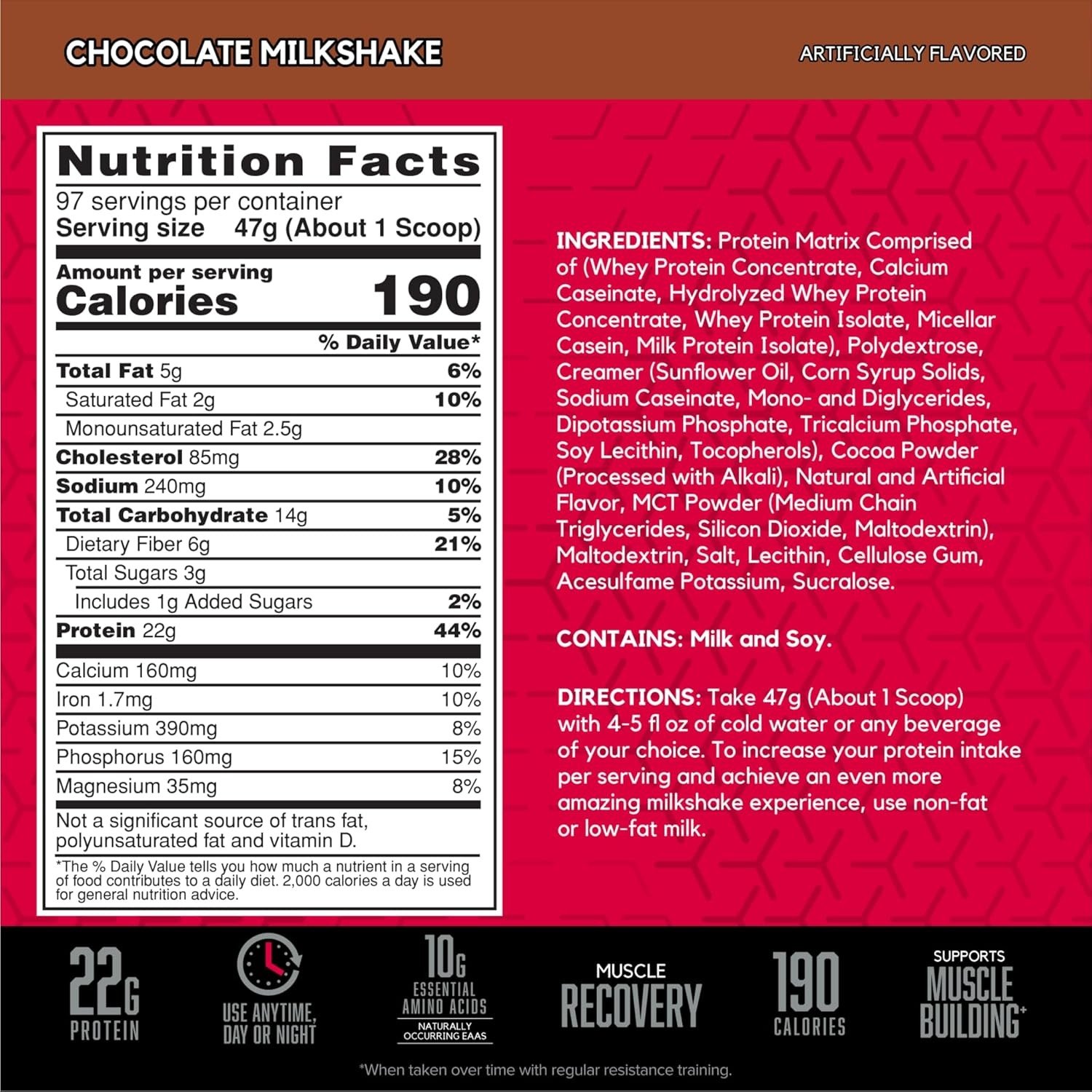 Whey Protein Powder with Micellar Casein, Chocolate Milk Protein Isolate Powder, Chocolate Milkshake, 97 Servings