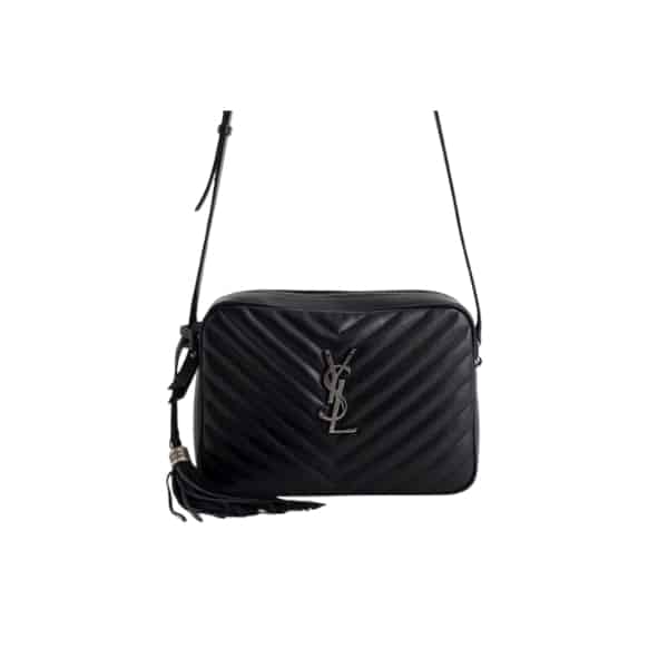 Saint Laurent Lou Camera Bag In Quilted Black Silver Leather 23Cm