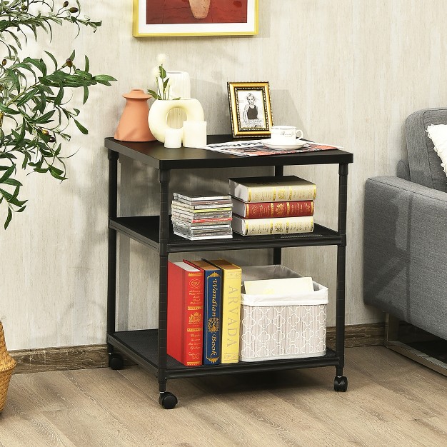 Costway 3 tier Printer Stand Rolling Fax Cart W Adjustable Shelf amp Swivel Wheel
