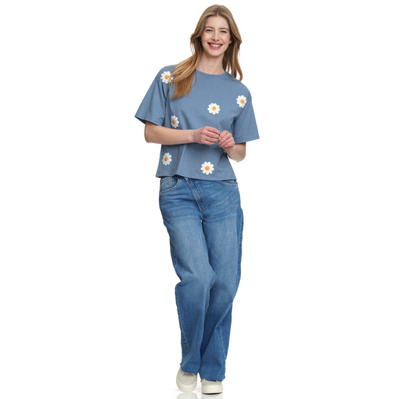 Gina Damen Shirt mit Blumen-Applikation