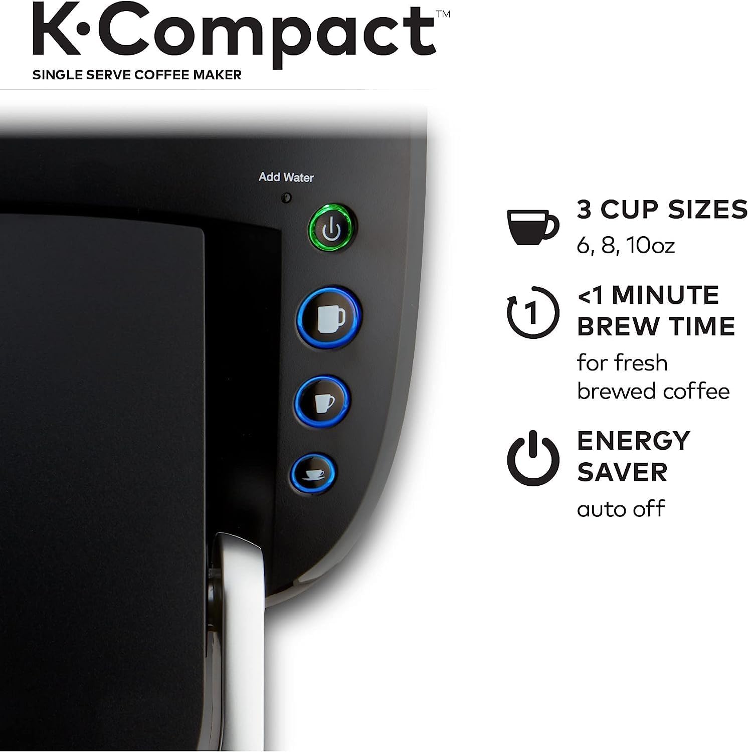 Single-Serve K-Cup Pod Coffee Maker, Black, 2.3