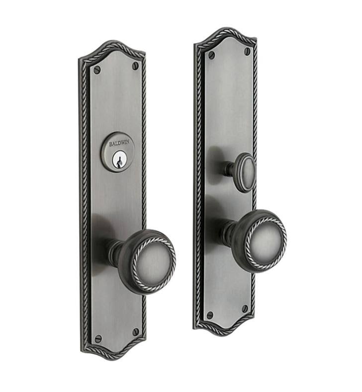 Baldwin 6554.FD Barclay Dummy Handleset Trim Set Satin Brass and Brown