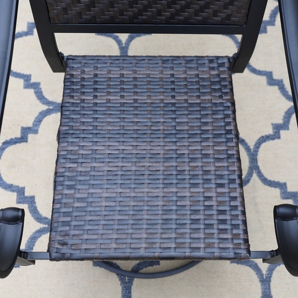 MAISON ARTS 3piece Patio Bistro Set,2 Rattan Swivel Chairs with Cushion and 1 Metal Table with Umbrella Hole