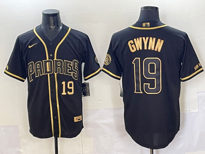 Men's San Diego Padres Tony Gwynn #19 Black Stitched Jersey