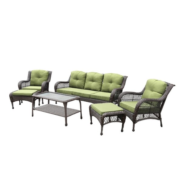 6piece Resin Wicker Patio Furniture Conversation Set with High Back