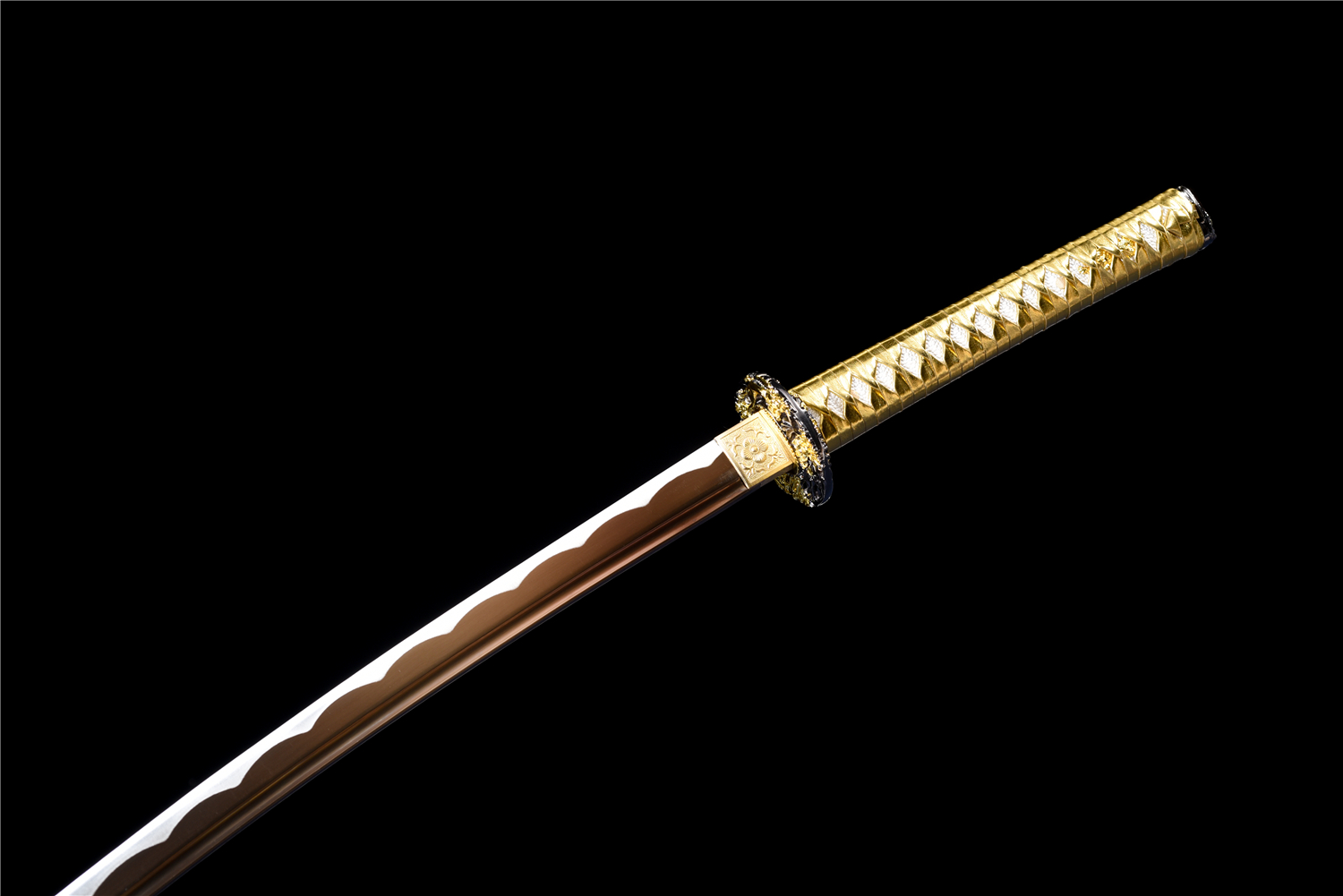 Handmade Japanese Katana High Carbon Gold Blade Qilin Tsuba Full Tang