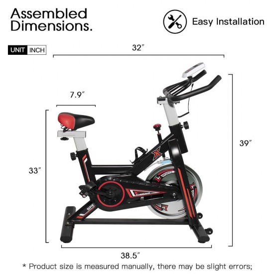 Clearance! Exercise Exercise Bike, 38.5″ x 23.23″ x 38.98″ Stationary Exercise Cycling Bike with LCD Monitor, Fitness Exercise Equipment Health Workou with Soft Saddle for, 330lbs, S5892