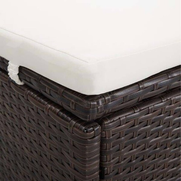 vidaXL 2Person Sunbed with Cushion Poly Rattan Brown
