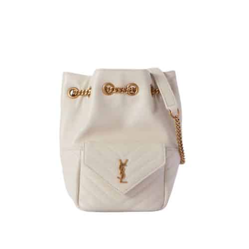 Saint Laurent Joe Mini Bucket Bag In Quilted Beige 19Cm