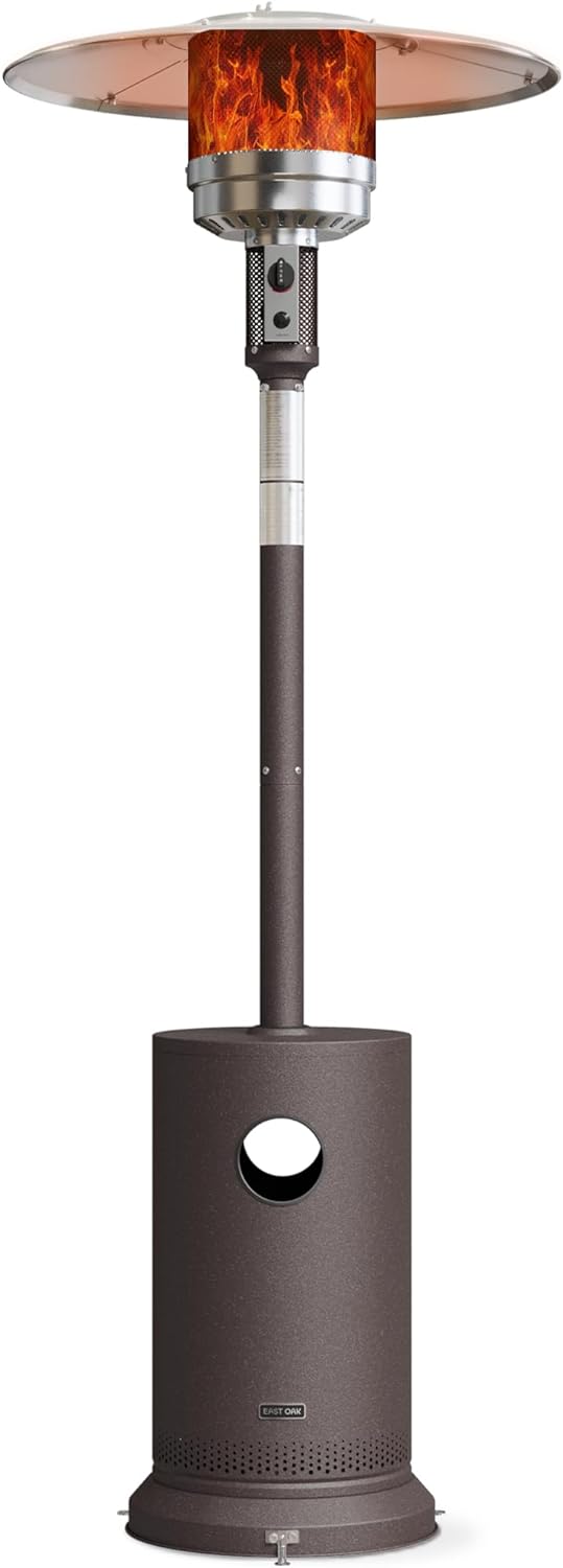 50,000 BTU Patio Heater with Sand Box, Double-Layer Stainless Steel Burner, Table Design, Safety Protection System, Wheels, Propane Patio Heater for Home and Commercial, Stainless Steel